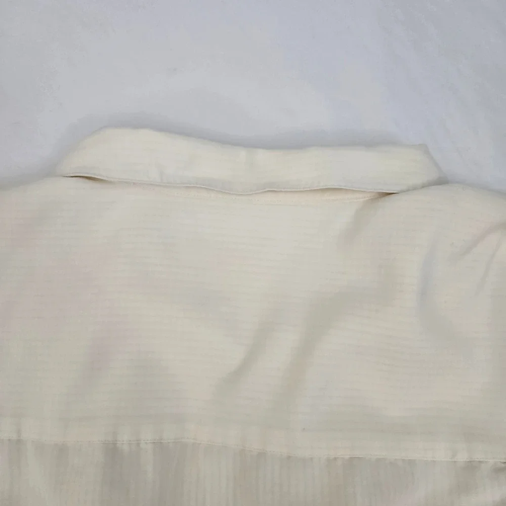Vintage Rainforest Cafe Shirt Mens XL Beige Embroidered Seersucker‎ Rayon Blend